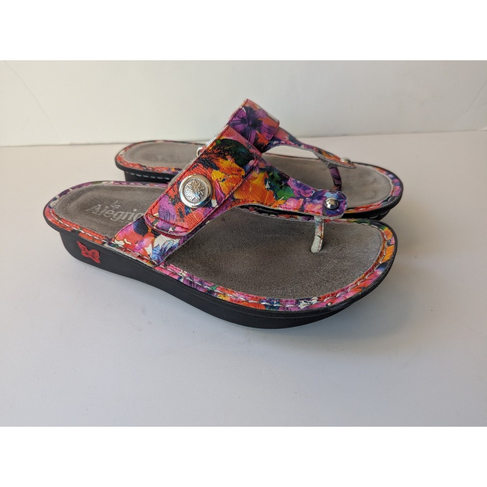 Alegria Carina Iris Sandal Womens EU 39 US 8.5 Leather Multicolor Floral